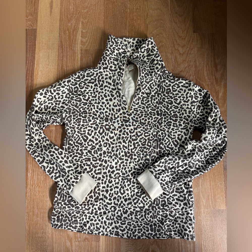 Crewcuts Leopard Print Quarter-Zip Sweater size XL